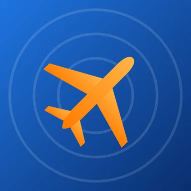 Sky Warden app icon: an orange plane on a blue radar